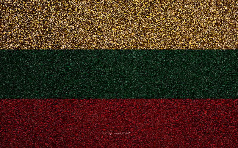 Flag of Lithuania, asphalt texture, flag on asphalt, Lithuania flag, Europe, Lithuania, flags of european countries, HD wallpaper
