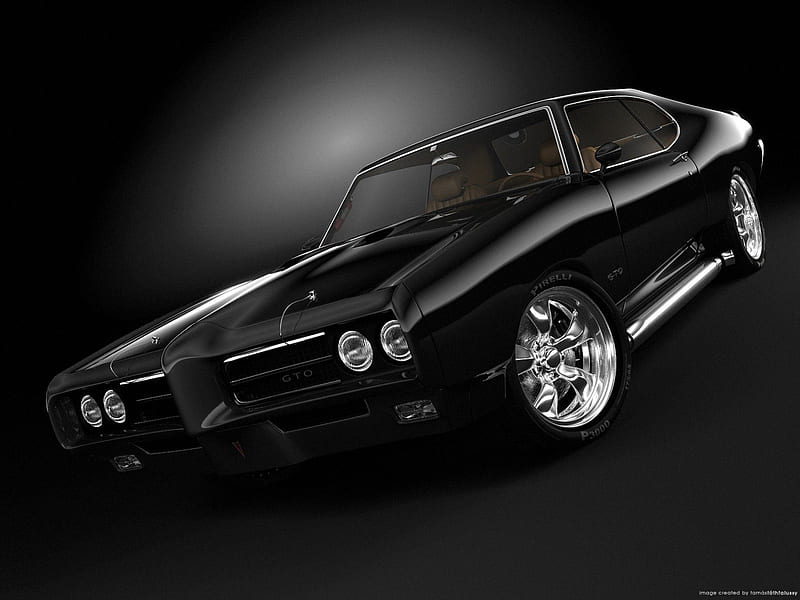 1969 Pontiac GTO, car, black, gto, classic, muscle car, pontiac, HD wallpaper
