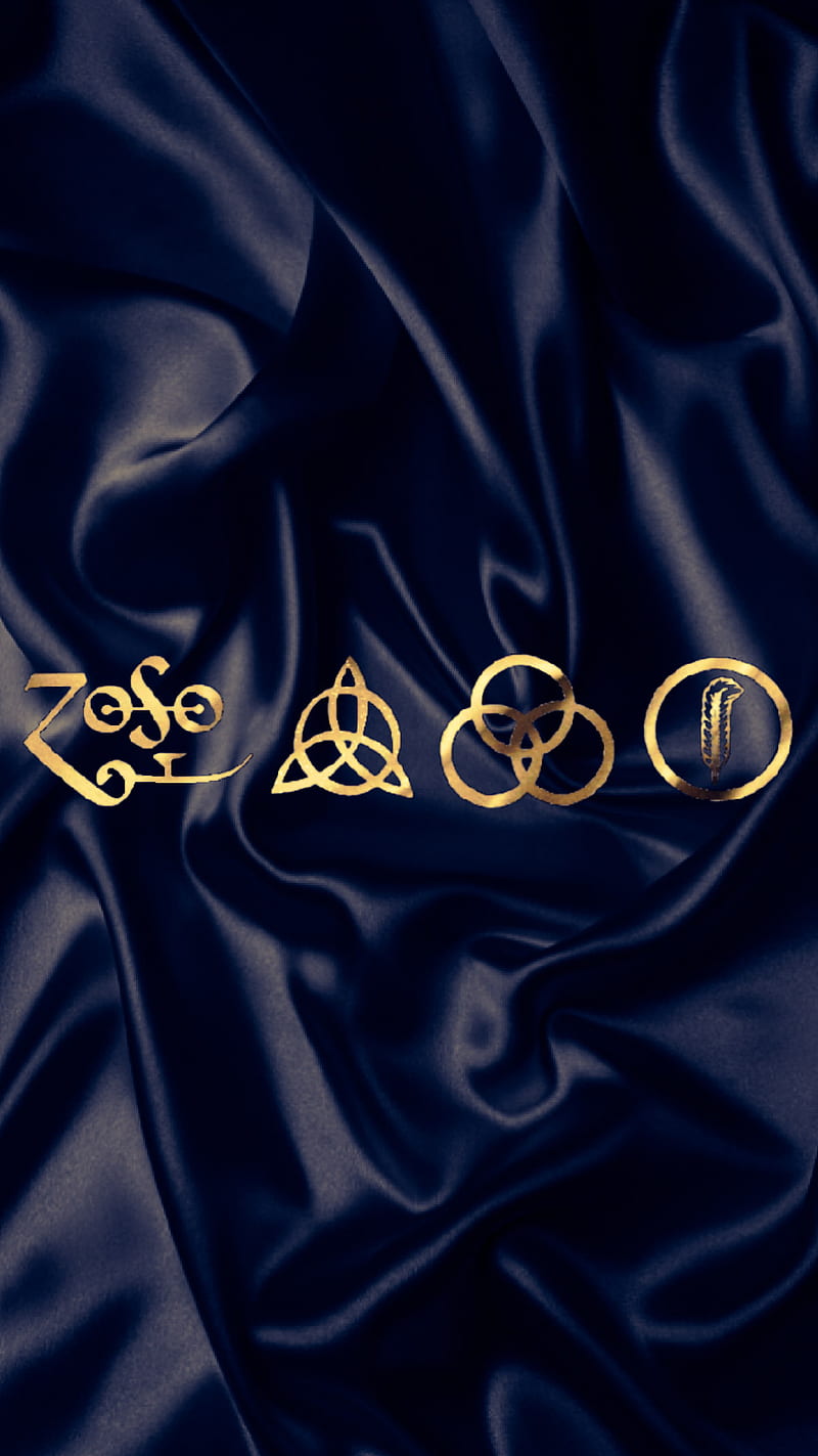 Led Zeppelin IV, black, bonham, classic rock, gold, jones, page, plant, rock, silk, HD phone wallpaper