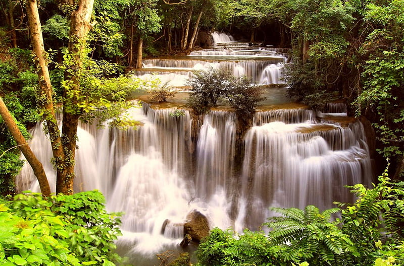 Waterfall - Thailand, forest, Thailand, waterfall, nature, cascade, HD ...