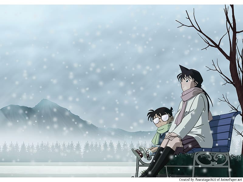 Anime, Winter, Detective Conan, Shinichi Kudo, Conan Edogawa, Ran Mouri, HD wallpaper