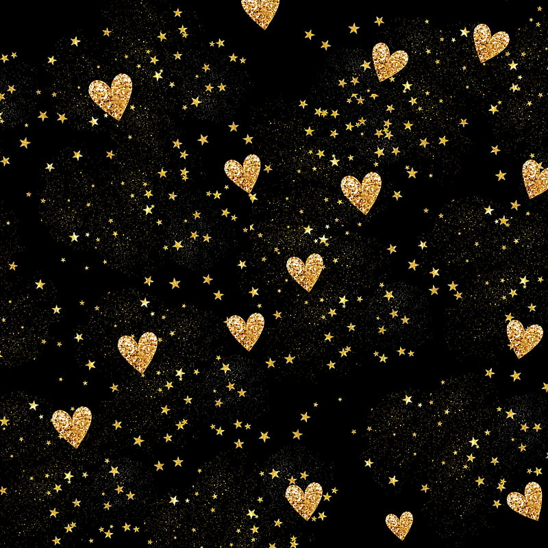 Glitter heart love, black, glitter, gold, heart, holiday, love, night,  pattern, HD phone wallpaper | Peakpx