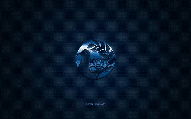 Cyprus national football team, emblem, UEFA, blue logo, blue carbon fiber background, Cyprus football team logo, football, Cyprus, HD wallpaper