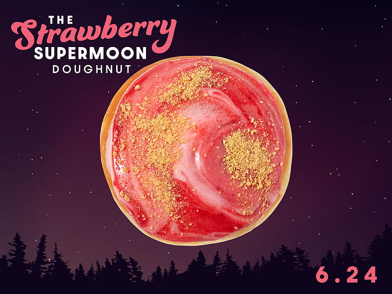 KRISPY KREME® Celebrates Last Supermoon of 2021 with NEW Strawberry Supermoon Doughnut Available One Day Only, June 24, HD wallpaper