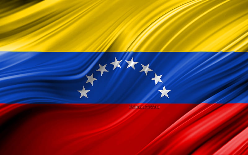 Venezuelan flag, South American countries, 3D waves, Flag of Venezuela, national symbols, Venezuela 3D flag, art, South America, Venezuela, HD wallpaper