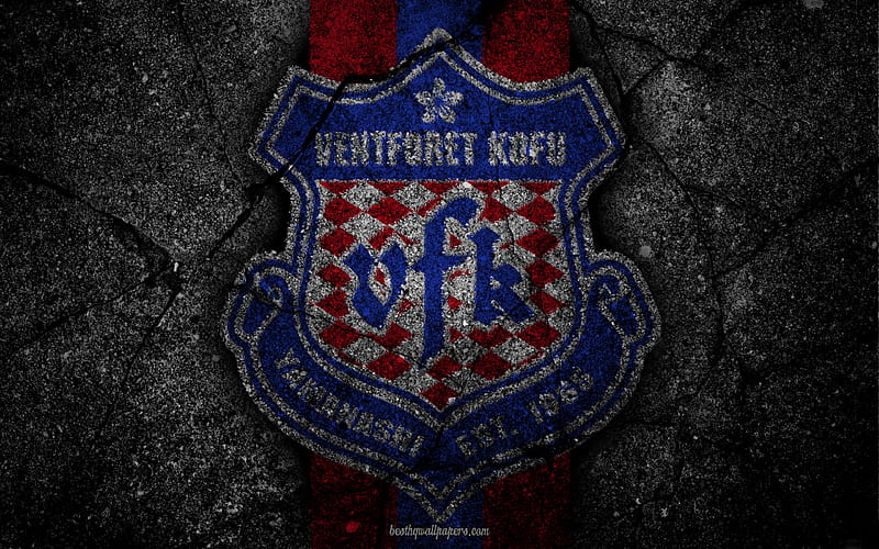 Ventforet Kofu, logo, art, J-League, soccer, football club, FC Kofu, asphalt texture, HD wallpaper