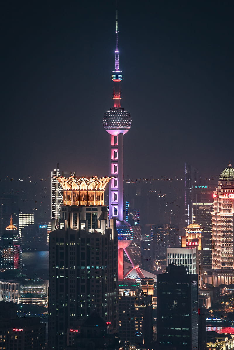 Oriental Pearl Tower, Shanghai China, HD phone wallpaper