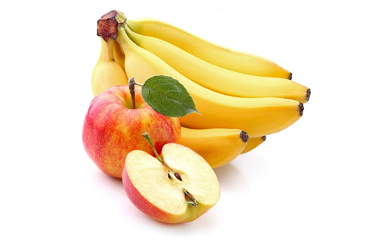 fruit, apple, banana, ripe apple, HD wallpaper