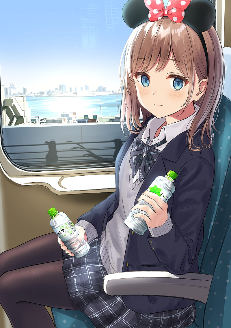 Anime woman holding a frosted water bottle jug on Craiyon