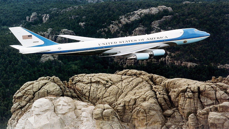 Air Force One over Mt Rushmore, Landmarks, Mountains, Planes, Nature, HD wallpaper