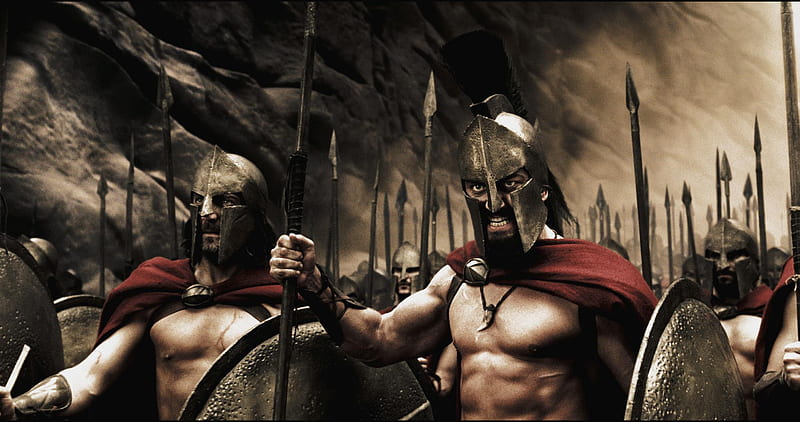 300 Captain Leonidas and the Spartans (XXL), dual monitor, xxl, spartans, dual screen, 300, leonidas, captain, HD wallpaper
