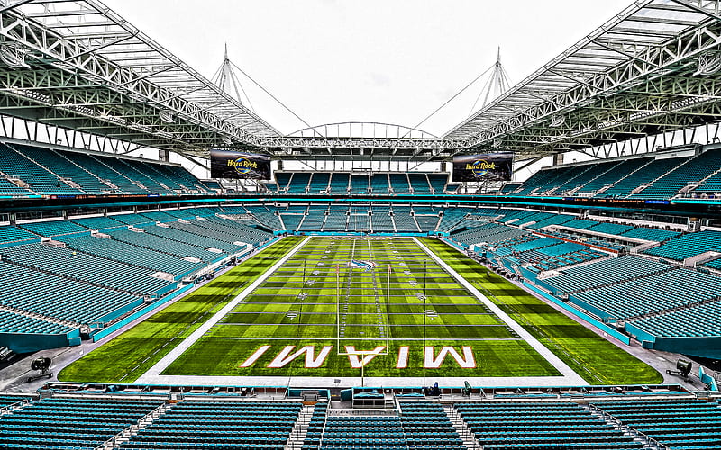 Download wallpapers Hard Rock Stadium, Miami Dolphins, 4k, American football  stadium, Miami, Florida, U…