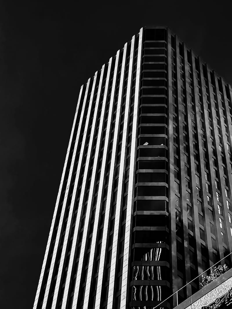 skyscraper, building, architecture, dark, bw, HD phone wallpaper