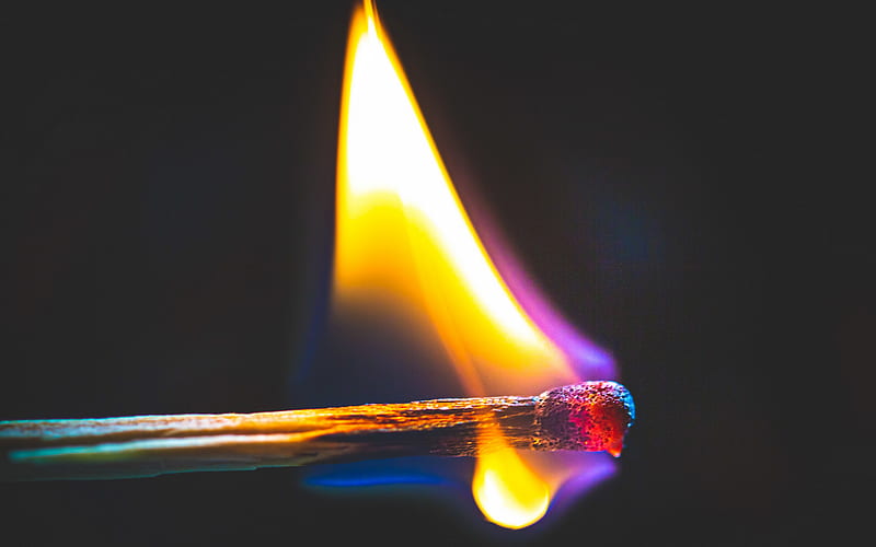 burning match, black background, fire, flame, matches, HD wallpaper