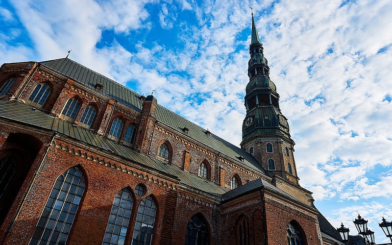 St Peter's Church in Riga, Latvia, Latvia, Riga, church, tower, HD wallpaper