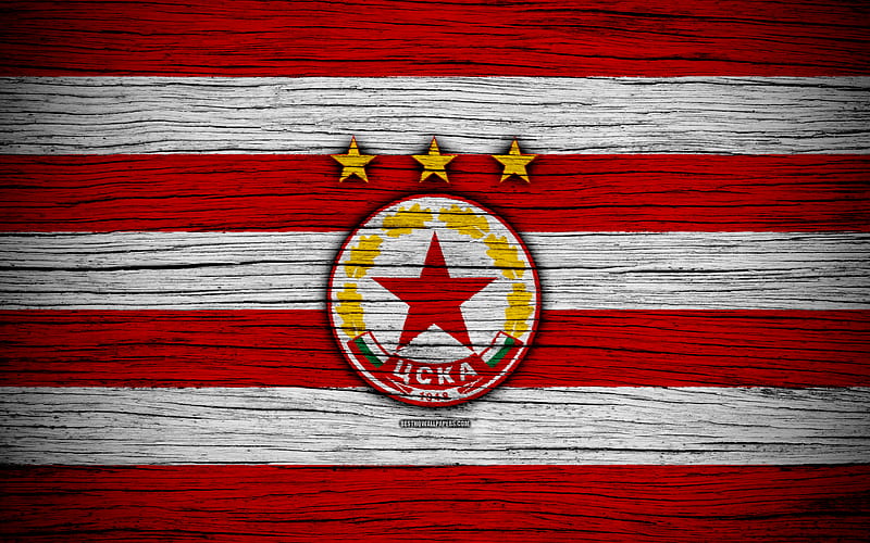 CSKA Sofia FC Parva Liga, soccer, football, Bulgaria, CSKA Sofia, logo, wooden texture, football club, FC CSKA Sofia, HD wallpaper