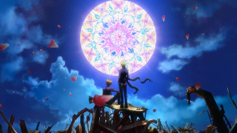 Zetsuen no Tempest, glow, circle, guy, breeze, zetsuen, magic, round, stand, blossom, fantasy, anime, blue, cloud, male, glowing, wind, tempest, sky, boy, cool, windy, magical, standing, flower, awesome, petals, scene, HD wallpaper