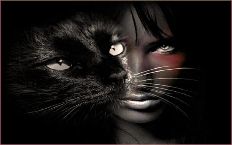 Princess & prince, red, gray, different, black, cat, woman, lips, cool ...