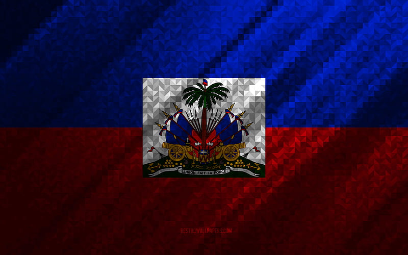 Flag of Haiti, multicolored abstraction, Haiti mosaic flag, Haiti, mosaic art, Haiti flag, HD wallpaper