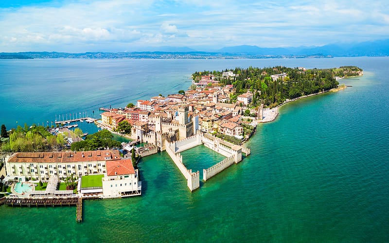 Sirmione Lake Garda Aerial Italy Bing, HD wallpaper