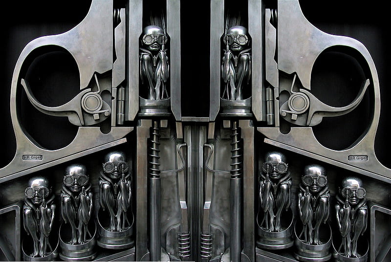 Giger Double-Take, giger, fantasy, 3d, cg, abstract, artwork, HD wallpaper