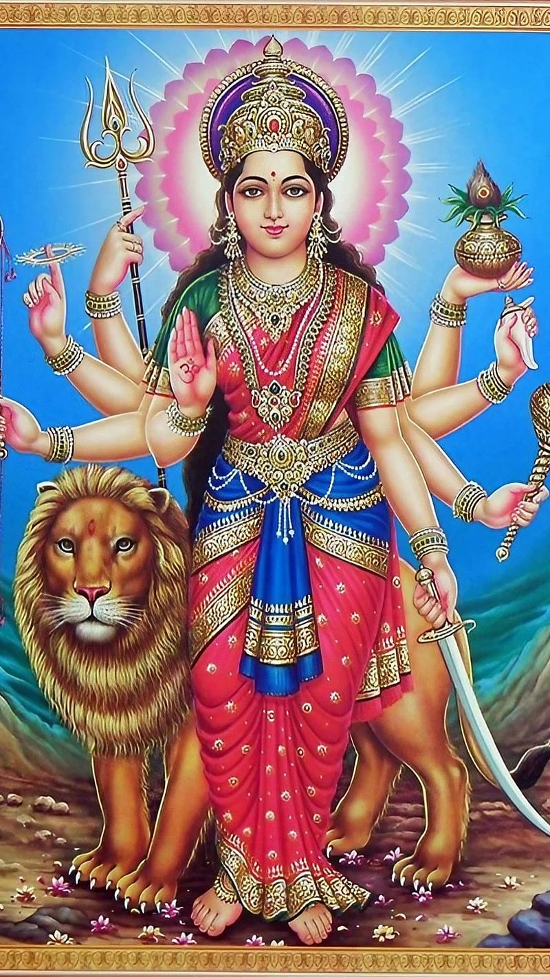 Navratri Maa Durga, Artwork, art work, hindu goddess, bhakti, HD phone wallpaper