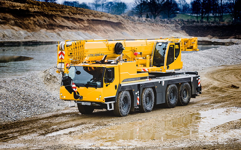 Liebherr LTM 1090 truck crane, construction vehicles, 2020 trucks, R, road construction, special equipment, Liebherr, HD wallpaper