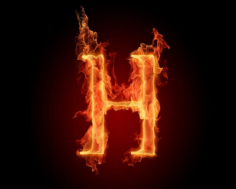 Alphabet H, abstract, fire, flame, galaxy letter, note, sign, word, HD wallpaper