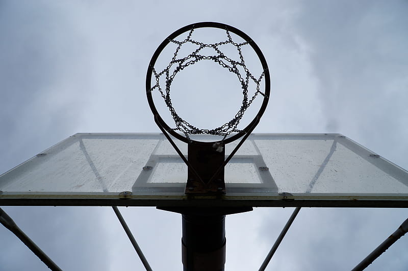 basketball stand, net, chains, basketball, sports, HD wallpaper