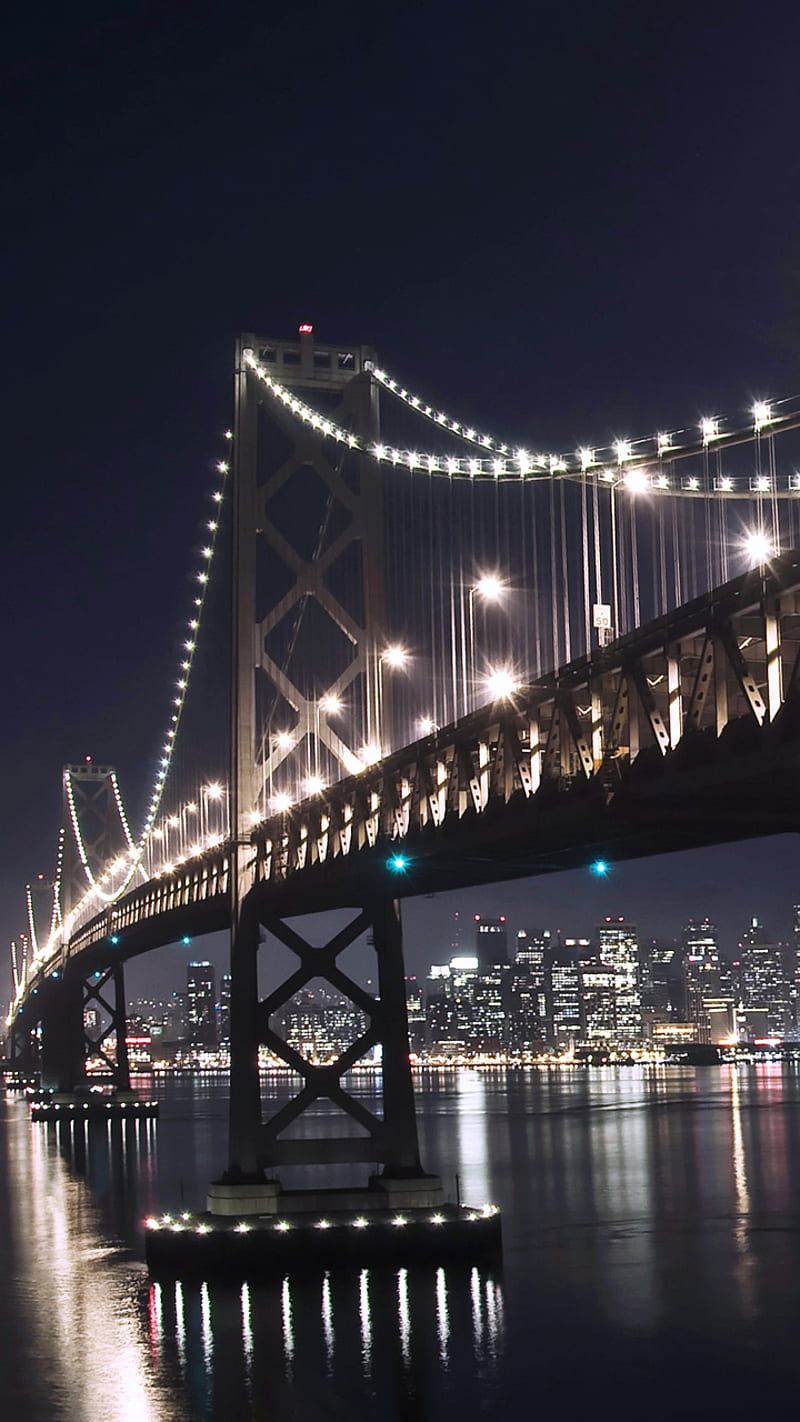Bridge, lights, night, HD phone wallpaper | Peakpx
