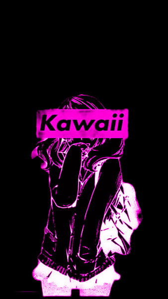 Girl Anime, black, cute, kawaii, lockscreen, love, pink, HD phone wallpaper