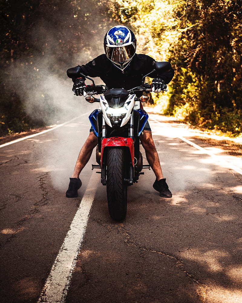 motorcycle, motorcyclist, bike, helmet, HD phone wallpaper