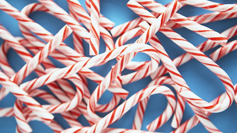 Candy Canes In Blue Background Candy Cane, HD wallpaper