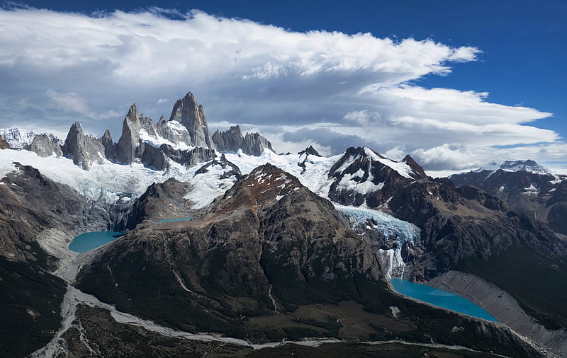 Argentina Mountains Patagonia Crag Clouds , mountains, clouds, nature, HD wallpaper