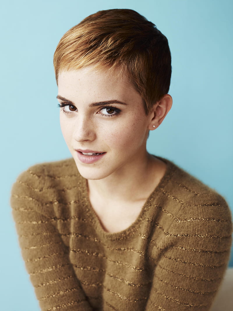 women, Emma Watson, short hair, blonde, HD phone wallpaper