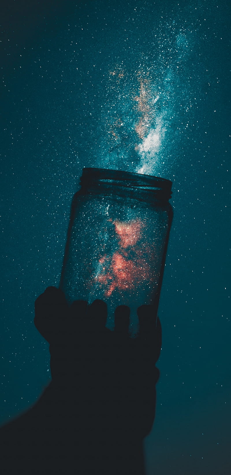 STARS, aurora, dark, jar, lights, HD phone wallpaper