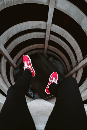 legs, tunnel, shoes, red, sneakers, HD phone wallpaper