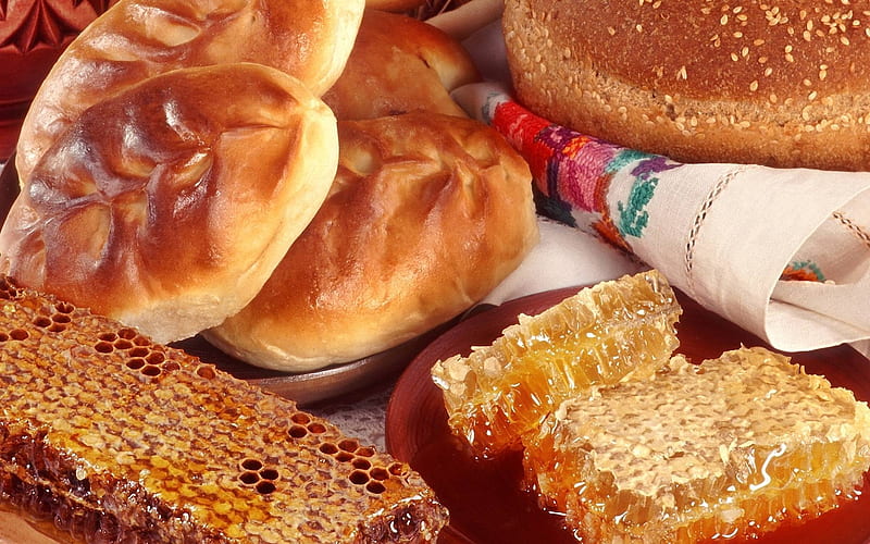 honey and bread, cool, honey, food, yummy, entertainment, bread, fun, HD wallpaper