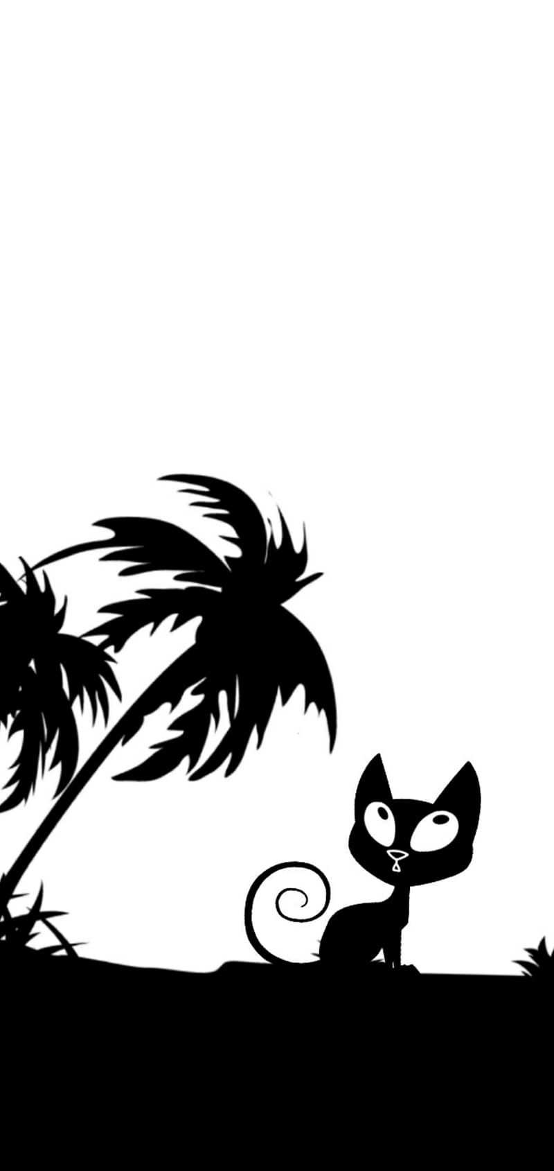 Kid vs kat, black and white, cartoon, cat, HD phone wallpaper | Peakpx