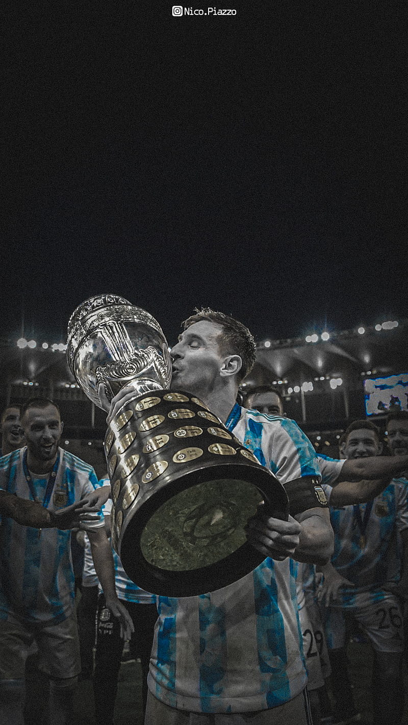 MESSI ARGENTINA CUP, campeon, champions, lionel, barcelona, copa america, football, seleccion, futbol, HD phone wallpaper