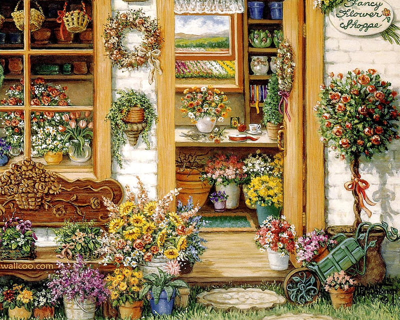 Janet Kruskamp, art, wreath, christmas, painting, flower, HD wallpaper