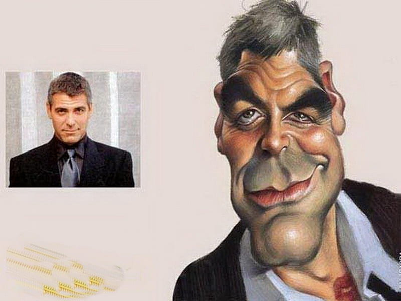 George, movies, actor, George Clooney, caricature, HD wallpaper