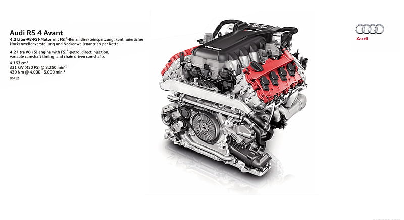 2013 Audi RS4 Avant 4.2 Liter V8 FSI Engine , car, HD wallpaper