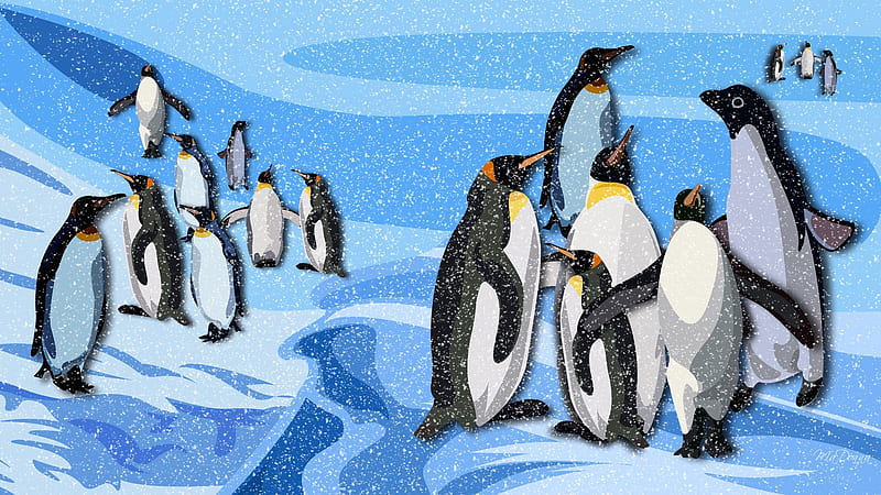 Penguin Summer, snow, birds, ice, firefox persona, penguins, antarctic, cold, HD wallpaper