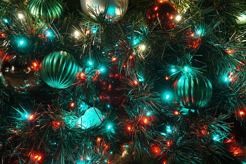 christmas toys, garland, light, christmas tree, new year, christmas, HD wallpaper