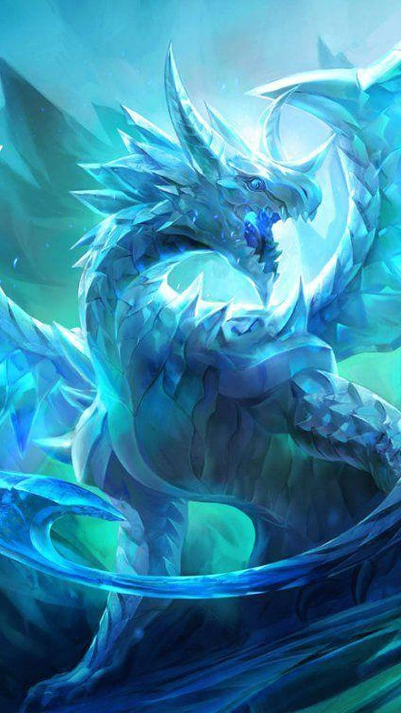 Blue Dragon, Blue Winged Ice Dragon, HD phone wallpaper