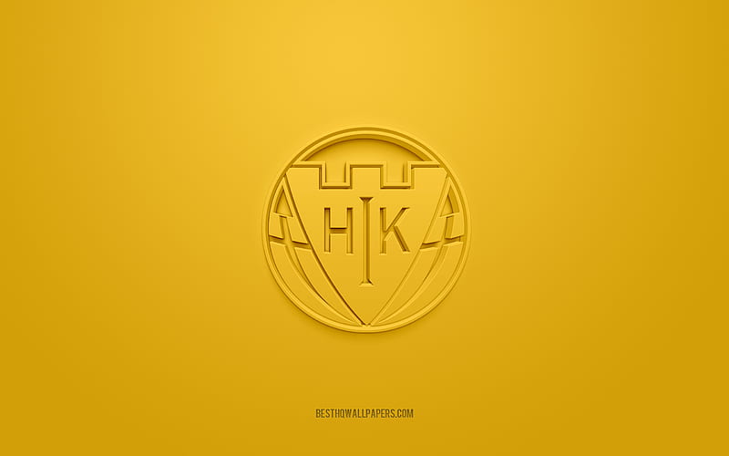 Hobro IK, creative 3D logo, yellow background, 3d emblem, Danish football club, Danish Superliga, Hobro, Denmark, 3d art, football, Hobro IK 3d logo, HD wallpaper