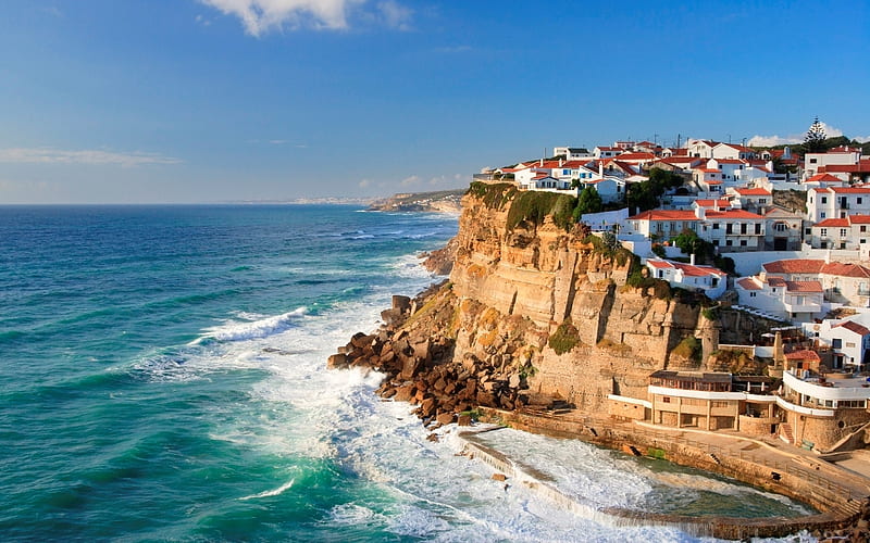 Algarve Coast, Portugal, rock, Portugal, ocean, town, HD wallpaper | Peakpx