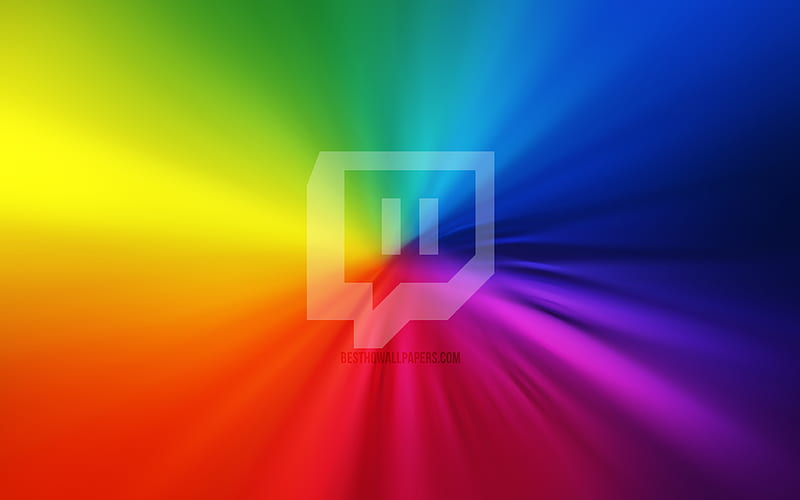 Twitch logo vortex, social networks, rainbow backgrounds, artwork, Twitch, HD wallpaper