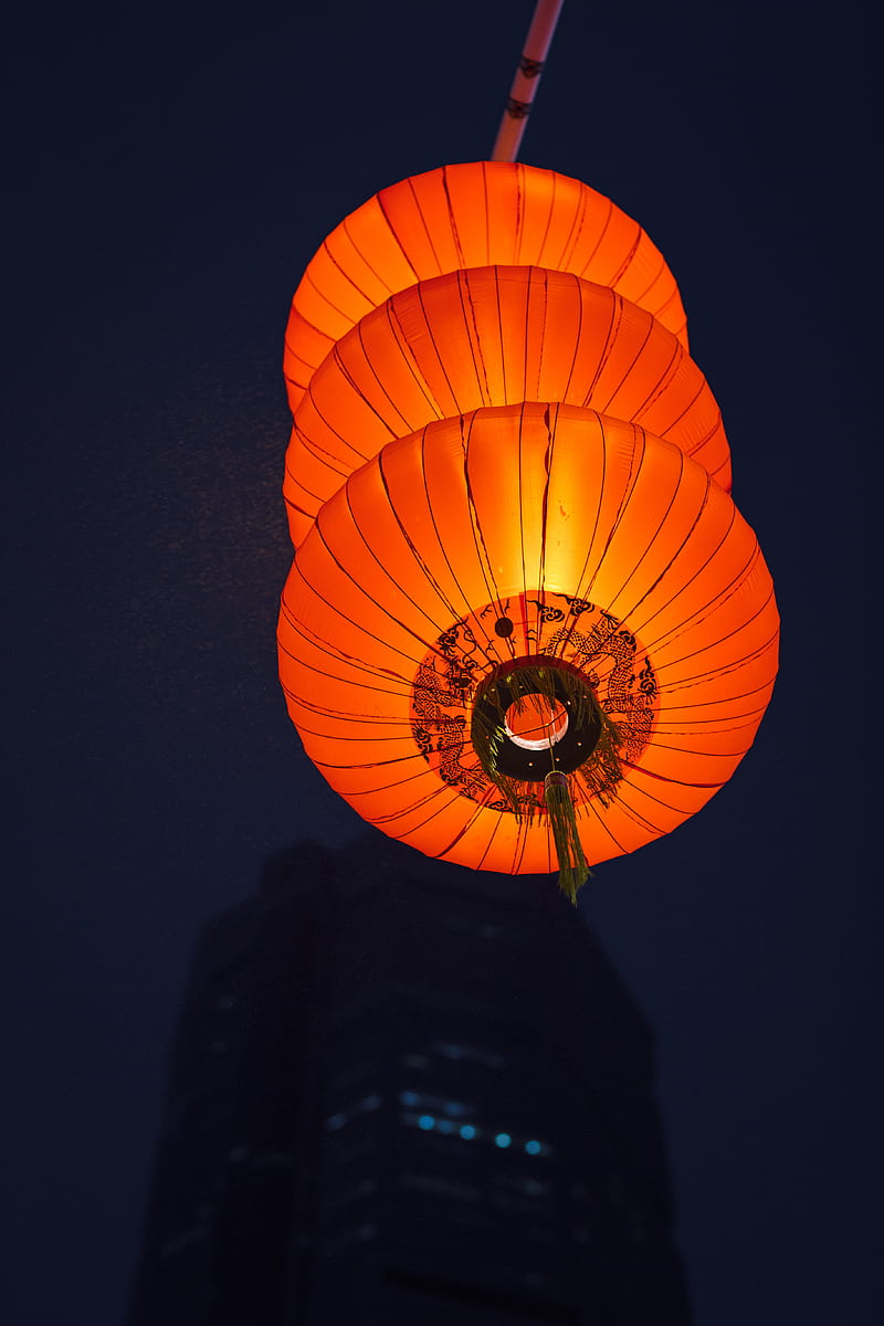 chinese lantern, flashlight, light, dark, HD phone wallpaper